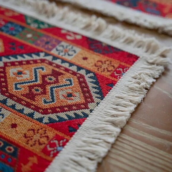 Table Runner Fringe Southwest Aztec Colorful Dining Linen 11.8" x 89" Long Woven - Picture 4 of 4